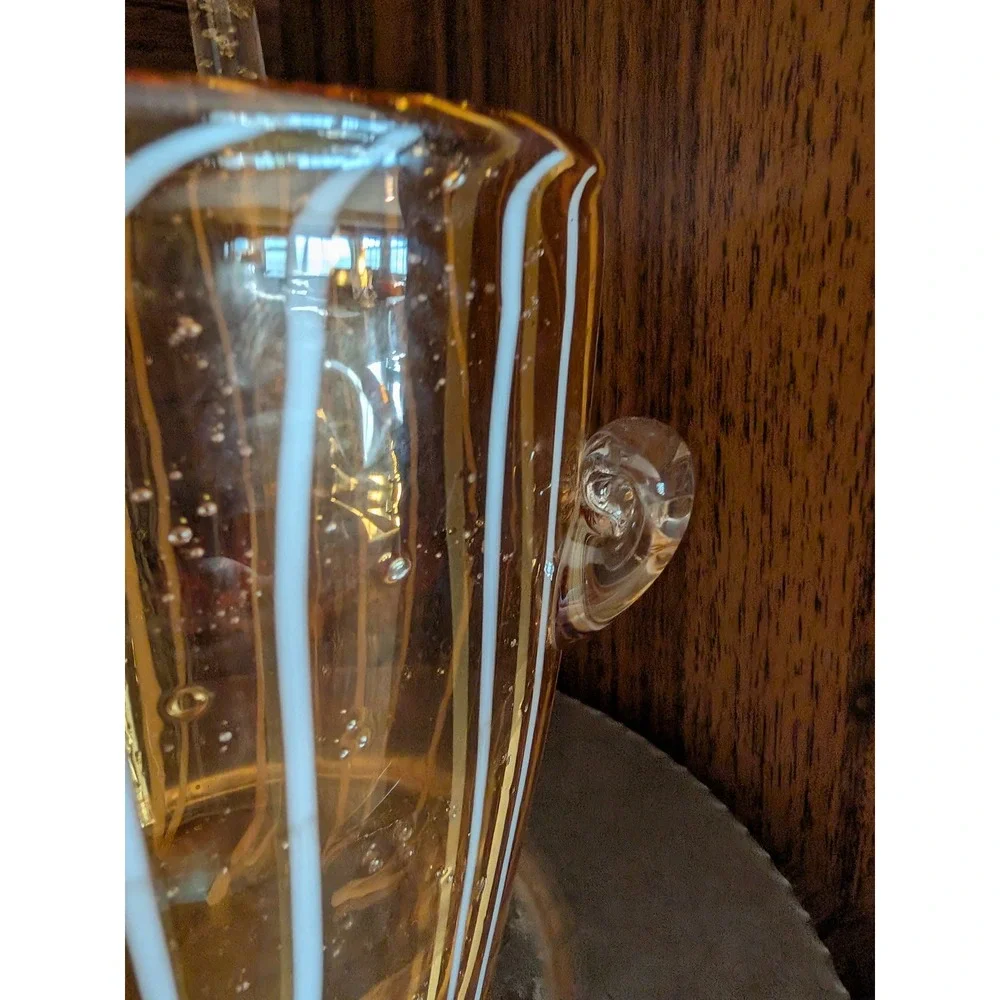 MCM Venini for Disaronno Amber and White Fused Glass Ice Bucket Murano
